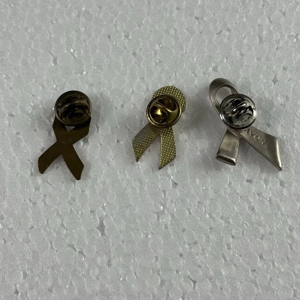 Lot 3 VTG Pink Ribbon Awareness Pins Breast Cancer Support‎ Enamel & Rhinestone